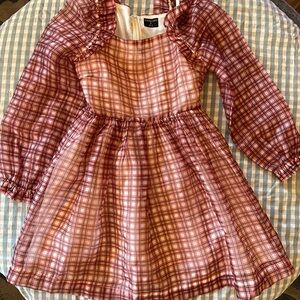 Crewcuts Burgundy and White Plaid Girls Holiday Dress